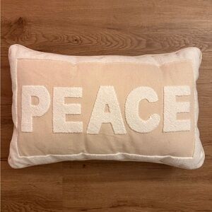 NWOT Cream and White 'Peace' Decorative Pillow